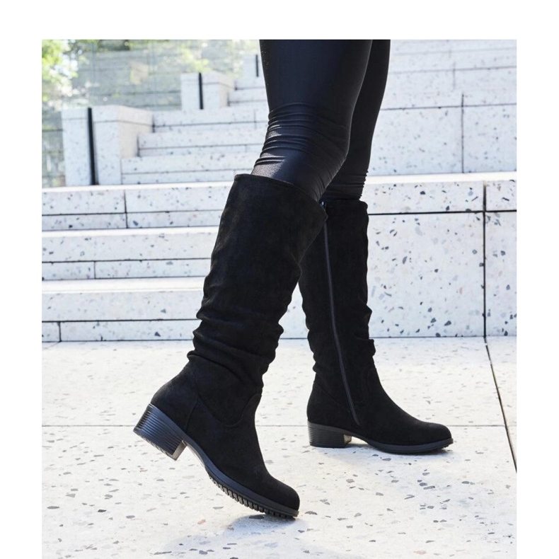 Bottines en éco-daim Angelico froissées noires - Solea le noir 1