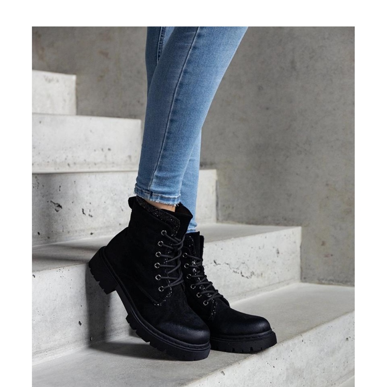 Bottines noires avec empiècements Prairie brillants - Solea 1