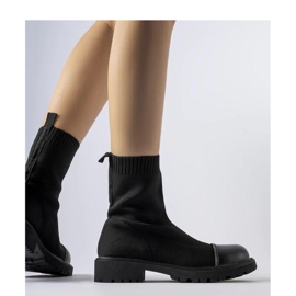 Bottines chaussettes noires avec strass de Vail - Solea le noir 1