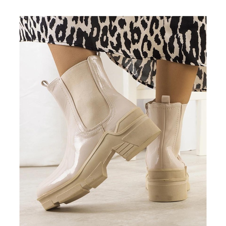Bottines en cuir verni beige Asma - Solea 2