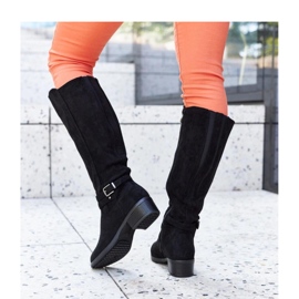 Bottes isolées noires en éco-daim par Aldisio - Solea le noir 2
