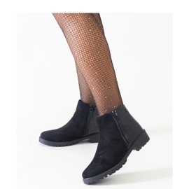 Bottines noires à motif peau de crocodile, éco-daim Mifsada - Solea le noir 1