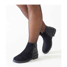 Bottines noires à motif peau de crocodile, éco-daim Mifsada - Solea le noir 2
