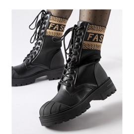 Boots chaussettes noires avec inscription Daria - Solea marron le noir 1