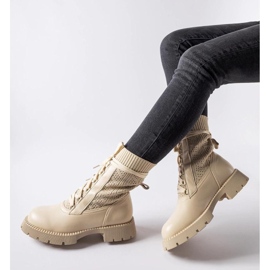 Bottines chaussettes ajourées beiges par Portico - Solea 2