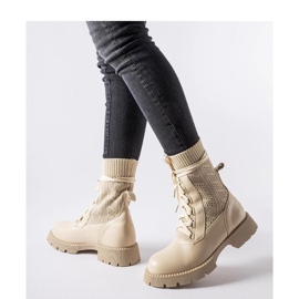 Bottines chaussettes ajourées beiges par Portico - Solea 3