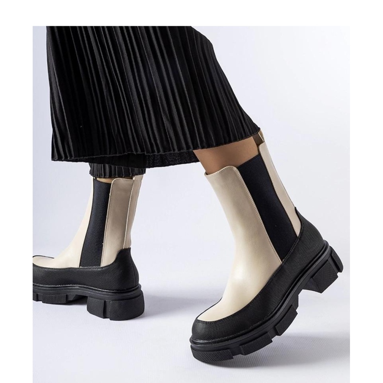 Bottines slip-on beiges et noires par Faisal - Solea 1