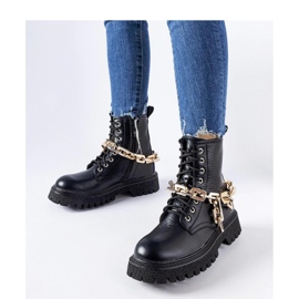 Bottines noires avec chaîne Bowling - Solea le noir 1