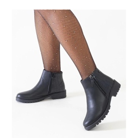 Bottines noires motif cuir crocodile, éco-cuir Mifsada - Solea le noir 2