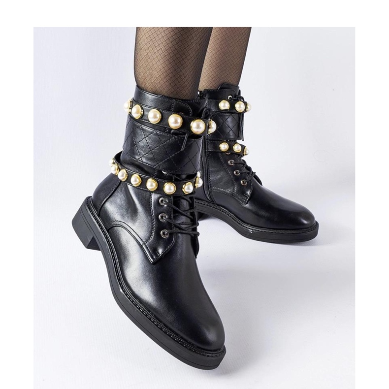 Bottines isolées noires avec perles normandes - Solea 2