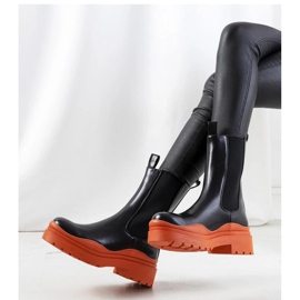 Bottines noires à semelle orange Nester - Solea le noir 1