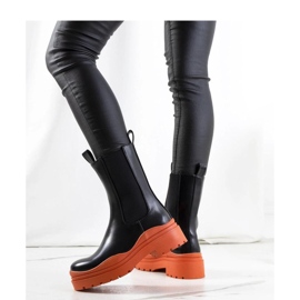 Bottines noires à semelle orange Nester - Solea le noir 2