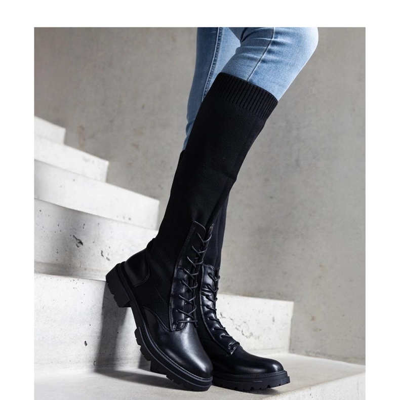 Boots noires à enfiler avec tige en matière élastique Luana - Solea 2