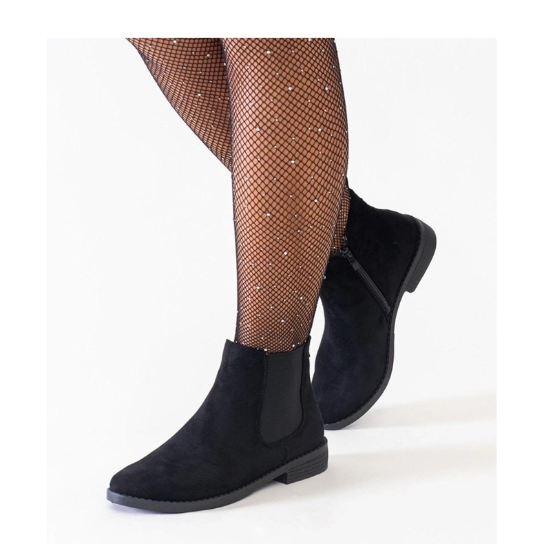 Bottines classiques noires avec empiècement élastique en éco-daim Maiza - Solea 1