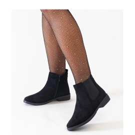 Bottines classiques noires avec empiècement élastique en éco-daim Maiza - Solea le noir 2