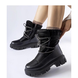 Boots de neige noires avec zircons Pettenasco - Solea le noir 1 Boots de neige noires avec zircons Pettenasco - Solea le noir 1