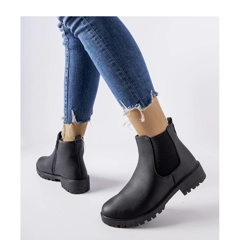 Bottines décontractées classiques noires en éco-cuir Sabre - Solea 1