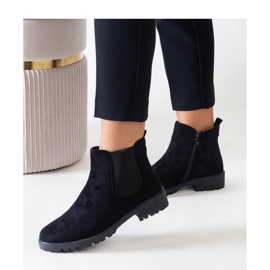 Bottines décontractées classiques noires en éco-daim Sabre - Solea le noir 1