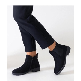 Bottines décontractées classiques noires en éco-daim Sabre - Solea le noir 2