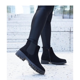 Bottines décontractées classiques noires en éco-daim Sabre - Solea le noir 3
