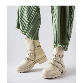 Bottines beiges ornées de perles Callicratide - Solea 1 Bottines beiges ornées de perles Callicratide - Solea 1