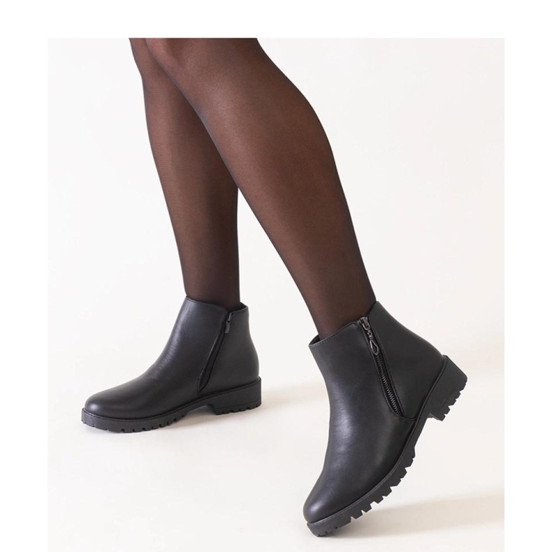 Bottines noires avec empiècements métalliques, éco-cuir Branda - Solea le noir 1