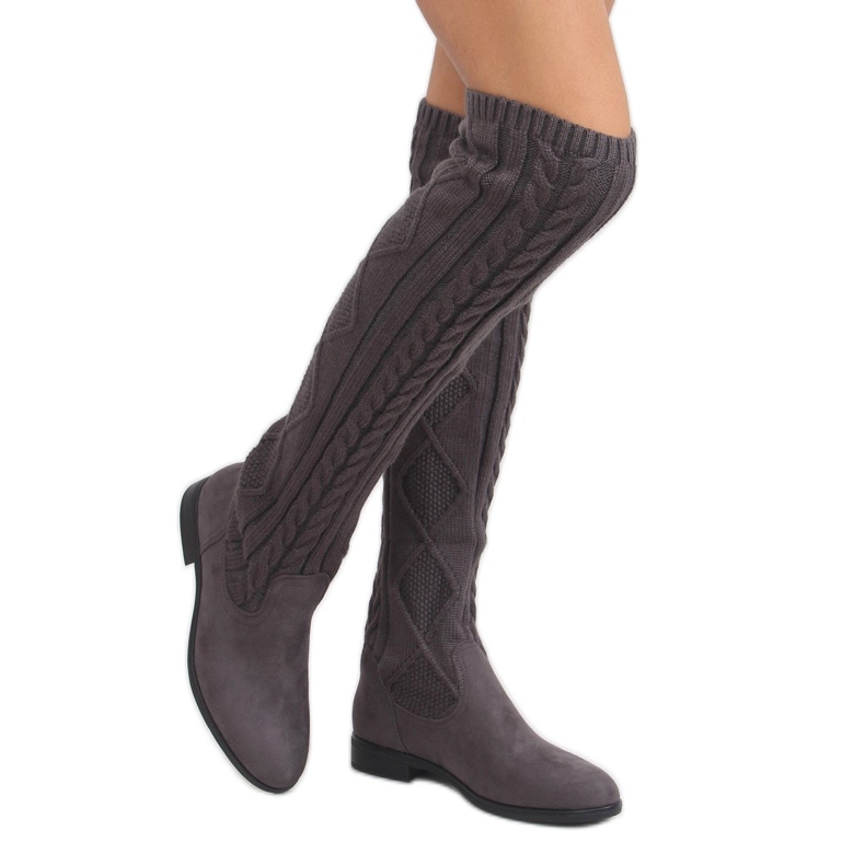 Bottes à dessus en fil gris et gris 1