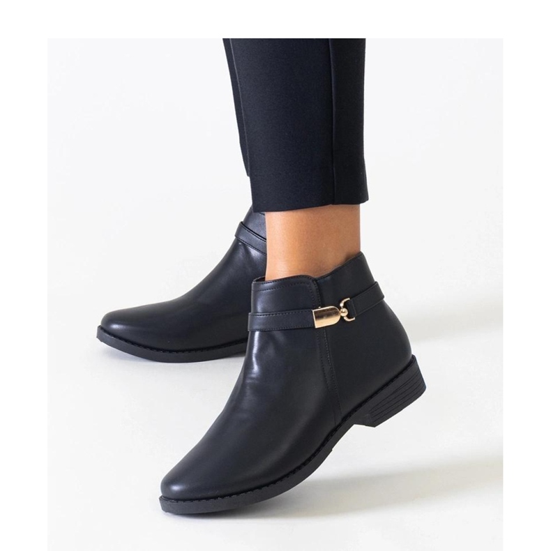 Bottines noires avec empiècements dorés en éco-cuir Casetra - Solea le noir 1 Bottines noires avec empiècements dorés en éco-cuir Casetra - Solea le noir 1