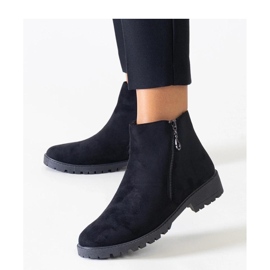 Bottines noires avec empiècements métalliques en éco-daim 1