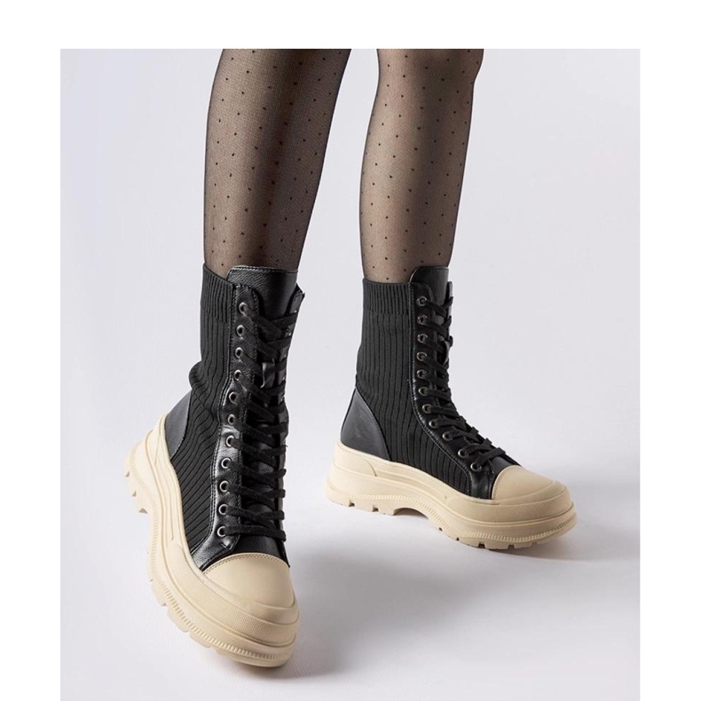 Boots chaussettes noires à semelle légère le noir 1