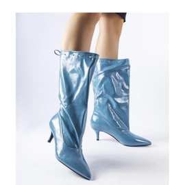 Bottes bleues à talon bas 1
