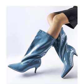Bottes bleues à talon bas 2