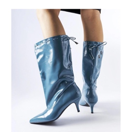 Bottes bleues à talon bas 3