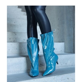Bottes bleues à talon bas 5