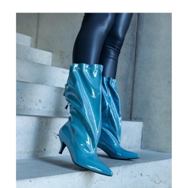 Bottes bleues à talon bas 6