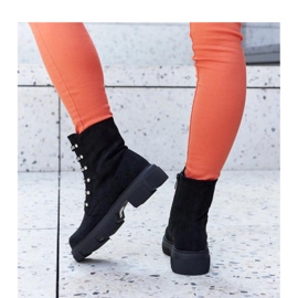Bottines isolées noires en éco-daim avec strass le noir 2