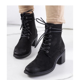 Bottines à lacets en daim noir le noir 3