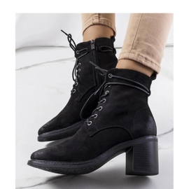 Bottines à lacets en daim noir le noir 4