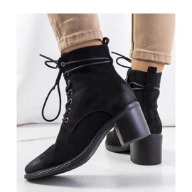Bottines à lacets en daim noir le noir 5