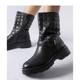 Bottines noires à tige matelassée le noir 1 Bottines noires à tige matelassée le noir 1