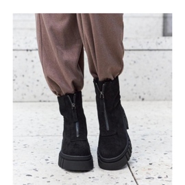 Bottes zippées isolées noires en éco-daim le noir 5