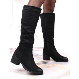 Bottines à talon en daim chaudes T.Sokolski W SCA179A le noir 1