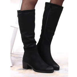 Bottines à talon en daim chaudes T.Sokolski W SCA179A le noir 3
