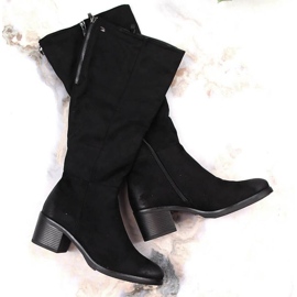 Bottines à talon en daim chaudes T.Sokolski W SCA179A le noir 4