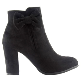 Bottes à talons hauts avec un noeud noir nc93 Noir le noir 7