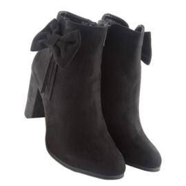 Bottes à talons hauts avec un noeud noir nc93 Noir le noir 6
