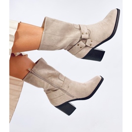Santiags en daim beige 5
