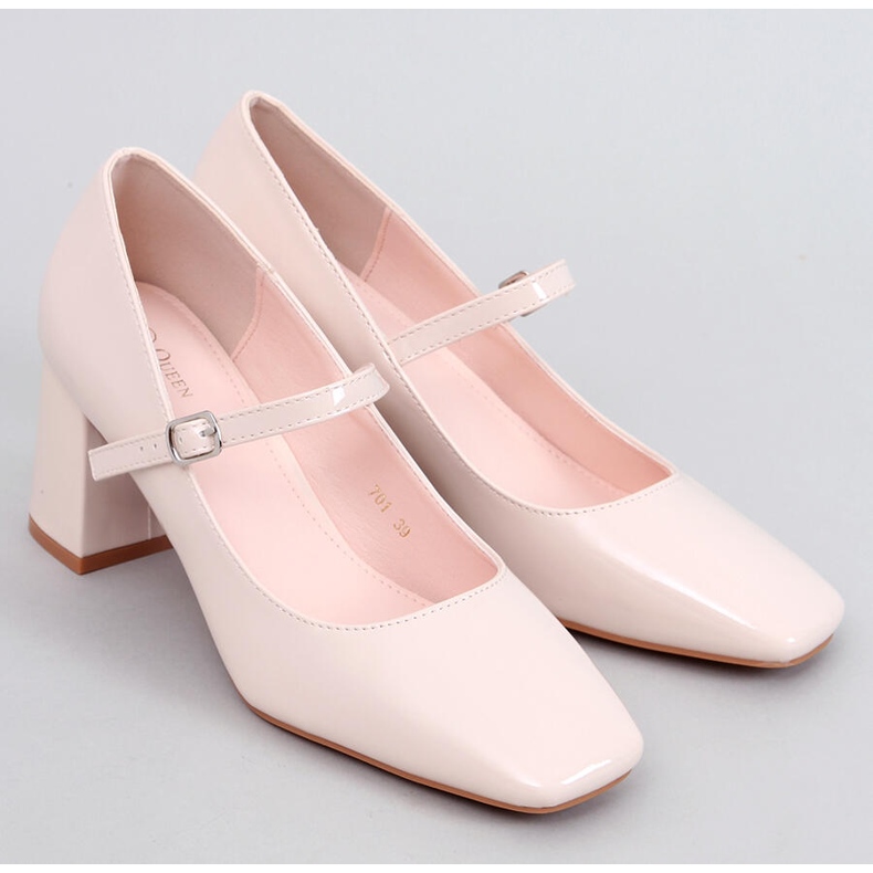 Escarpins à talons hauts style Mary Jane Beige 1 Escarpins à talons hauts style Mary Jane Beige 1