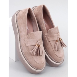 Mocassins plateforme beiges à franges 1