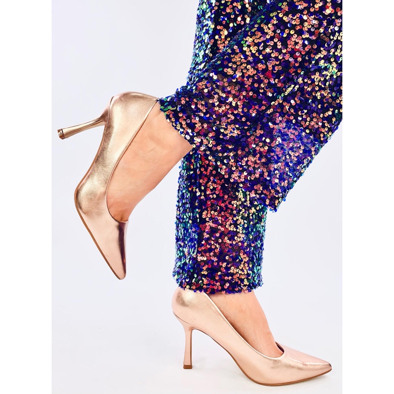 Escarpins femme pleine fleur champagne doré 2